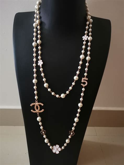 chanel necklace pearl replica|Chanel inspired long pearl necklace.